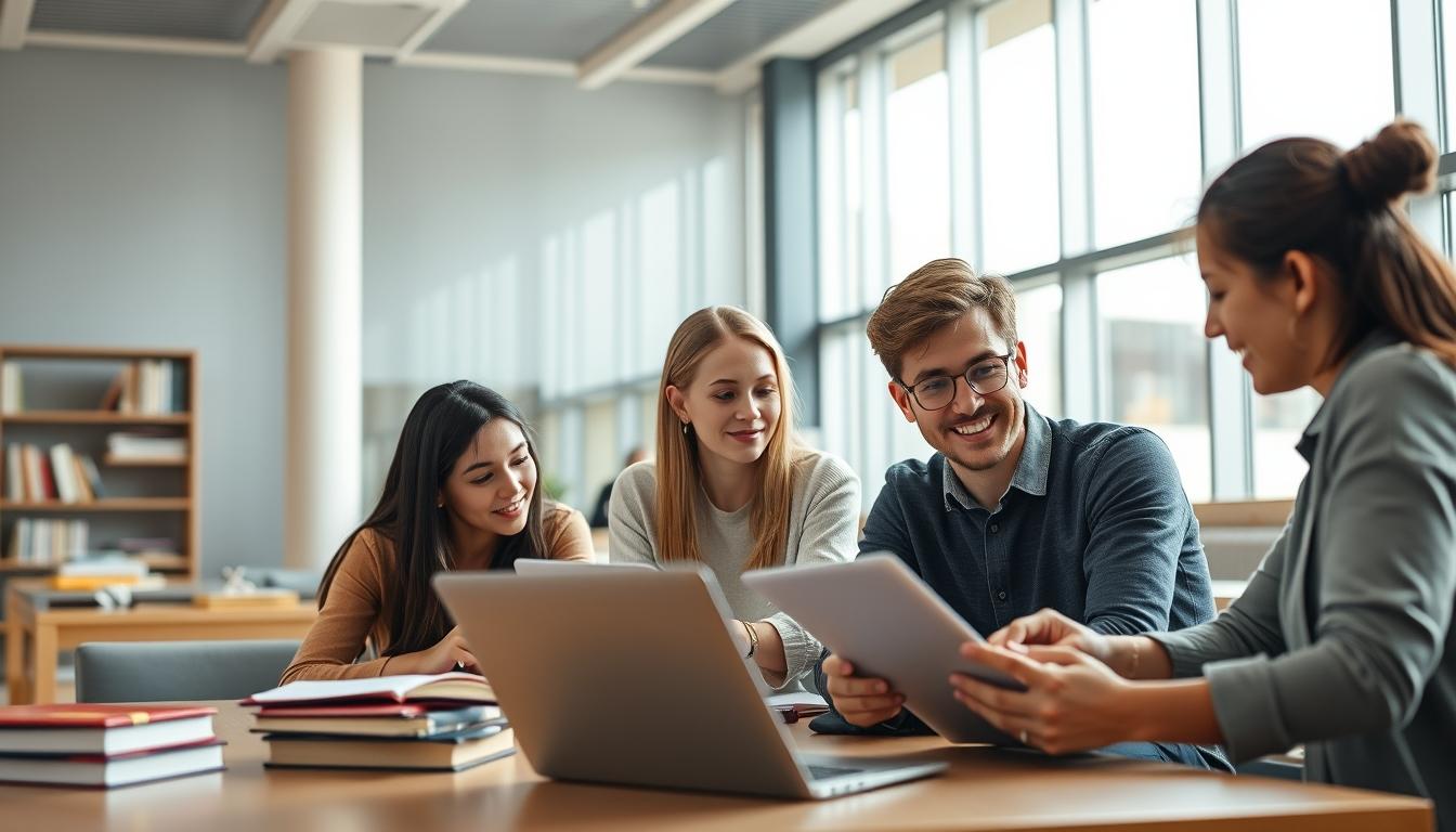 Students collaborating in study space
